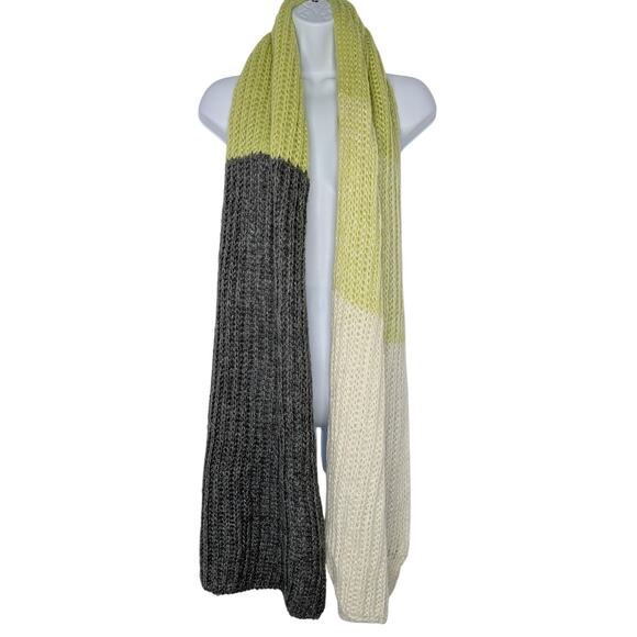 Topshop Chunky Knit Long Scarf Lime Green White and Gray - Picture 5 of 9